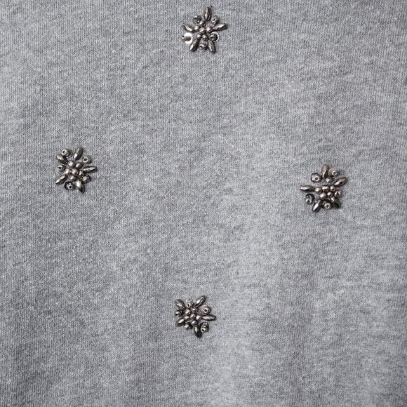 Tommy Hilfiger Women’s Sweatshirt Festive Chic Glam Embellished Knit Gray M - Picture 5 of 10